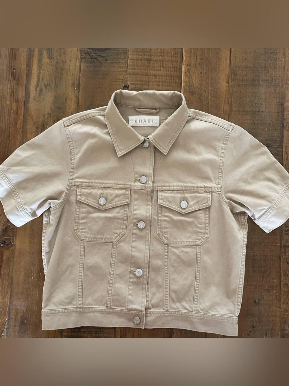 GAP Khahi Cropped Short Sleeve Jacket, Small Tall, ST